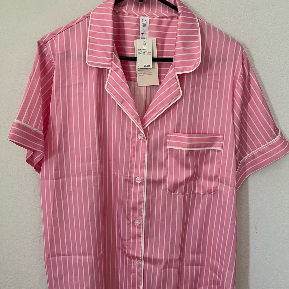 Pink Striped Button-Up Shirt
